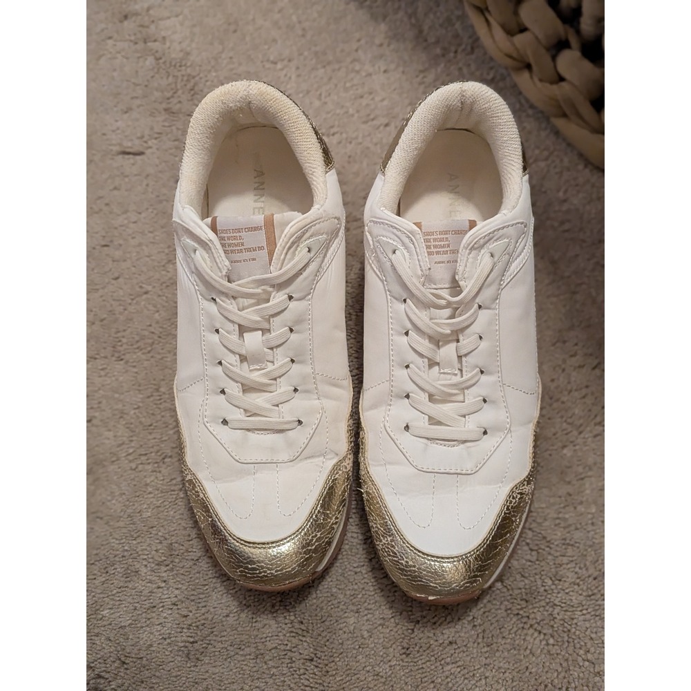Anne Klein iFlex Womens 9.5M White Metallic Gold Fashion‎ Sneakers SF3244 NN01F9